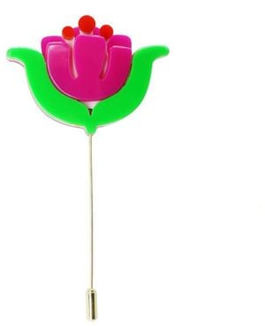 Gissa Bicalho Brooch Stem Pequi Flower - Green