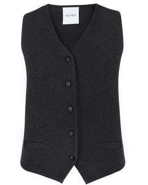 SALANIDA Galante Knitted 100% Merino Waistcoat - Black