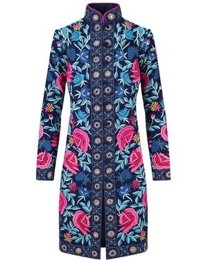 Beatrice von Tresckow Rosenspot Embroidered Silk Georgette Jacket - Blue
