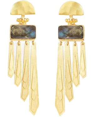 Ottoman Hands Erte Labradorite Drop Earrings - Metallic