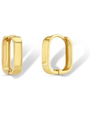 Jewelbird Square Hoop Huggie Earrings - Metallic