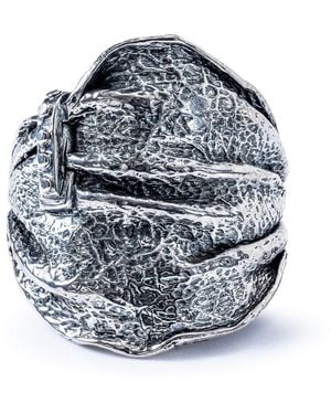 German Kabirski Brocart Oxidized Ring With Organic Folded Texture - Blue
