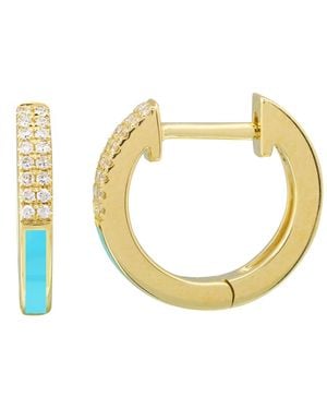 KAMARIA Diamond Huggie Earrings With Enamel - Metallic