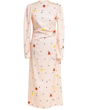 RainSisters Long Sleeve Midi Dress: Peach Blossom - Pink