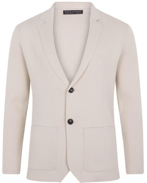Paul James Knitwear Neutrals Cotton Deconstructed Knitted Gabriel Blazer - White