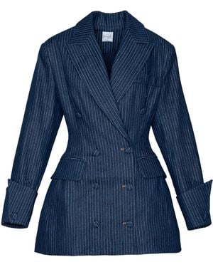 Ofuure Denim Pinstripe Nyla Blazer Dress - Blue