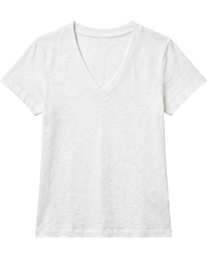 Brodie Cashmere Relaxed Fit V Neck Tee - White