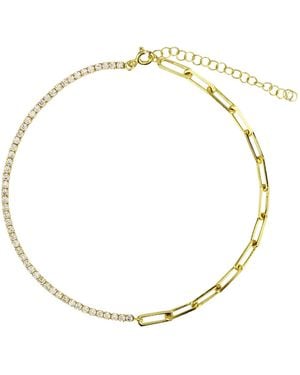 SHYMI Half Tennis Half Paper Clip Anklet - Metallic