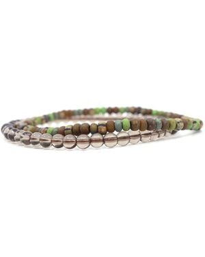Shar Oke Neutrals Smoky Quartz & & Czech Picasso Beaded Bracelet - Green