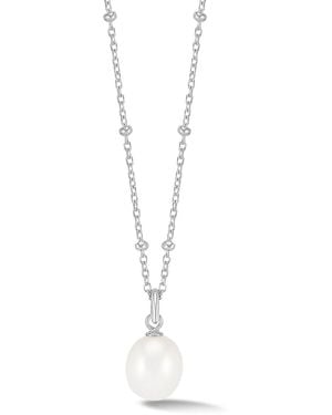 Dower & Hall Adjustable Timeless Oval Pearl Pendant - White