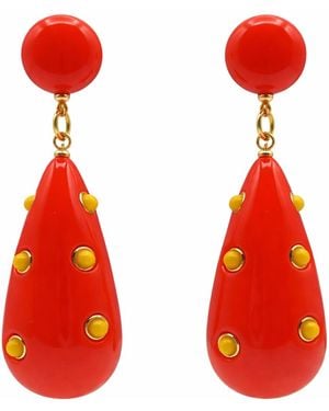 Michael Nash Jewelry Kathryn And Drop Polka Dot Earrings - Red