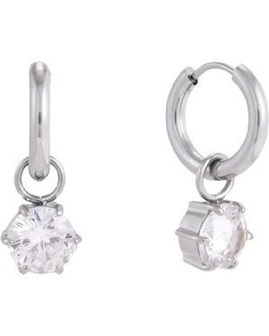 Nazzar Cz Charm Huggie Hoop Earrings - Metallic
