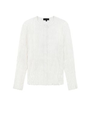 Rave on Trend Ruched Button-Down Top - White
