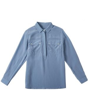 Soft Strokes Silk Pure Silk Long Sleeve Relaxed Fit Blouse Elva - Blue