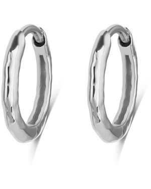 Zohreh Hammered Huggie Hoop Earring Pair Sterling - Metallic