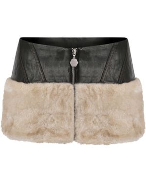 OW Collection Kendra Faux Leather Mini Skirt - Black