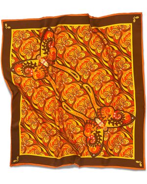 Henelle Butterfly Effect Sunset Large Silk Scarf - Orange