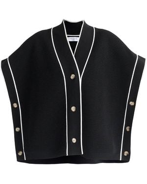 Paisie Button Details Kimono Ribbed Cardigan - Black