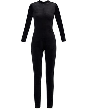 LIA ARAM Velvet Jumpsuit With High Neckline - Black