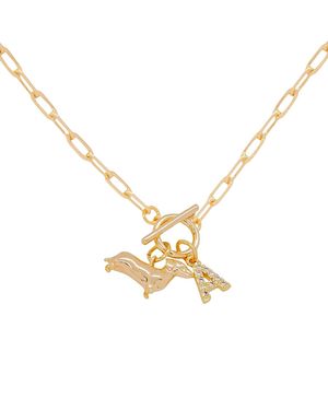 VALERIE CHIC Initial Letter Dog Necklace 18K - Metallic