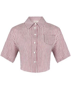 Pcfg Free Heaven Striped Crop Shirt - Red