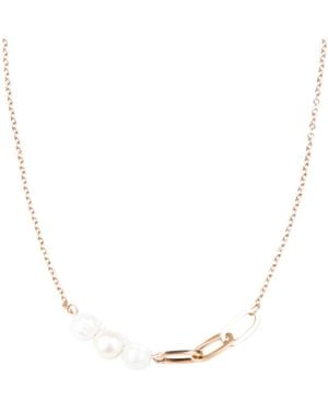 LIKHÂ Rose Asymmetrical Necklace With Freshwater Pearls - Metallic