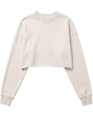 Other Cropped Raw Edge Oversized Sweatshirt - White