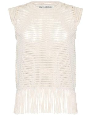 STATE OF GEORGIA Neutrals The Erika Knitted Top Soft Latte Cream - White