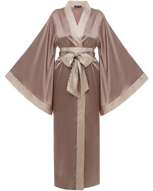 KÂfemme And Satin Luxury Kimono Robe - Brown