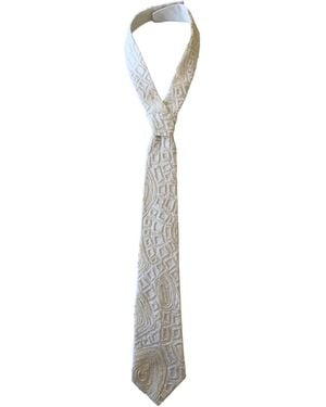 NANDANIE The Embroidered Art Deco Classic Necktie - White