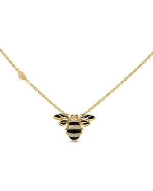 SALLY SKOUFIS Queen Bee Necklace With Made Cz Diamond Stimulant & Enamel 18K Vermeil - Metallic