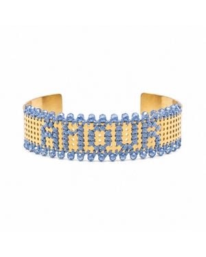 L'EIGHT STUDIO Plated Beaded Cuff Bracelet – Amour Azure - Blue