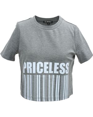 Smart and Joy Typo Print Crop T-Shirt - Gray