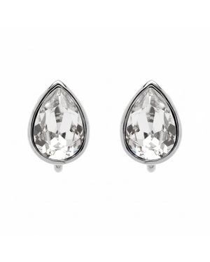 Emma Holland Jewellery Platinum Pear Crystal Clip Earrings - Metallic