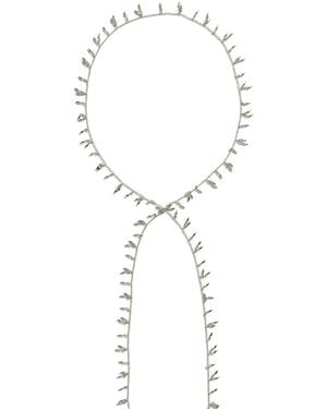 Stone Fruit Fringe Scarf Necklace - Metallic
