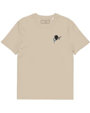 Anchor and Crew Neutrals Desert Dust Artist Monkey Organic Cotton Embroidered T-Shirt - Natural