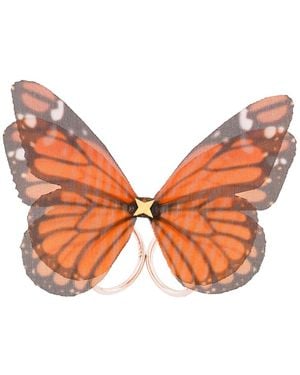 Oana Savu Sterling Monarch Butterfly Adjustable Base Ring Fairy Jewellery - Brown