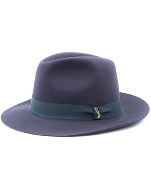 DORIA 1905 Medium Brim Smooth-Finish Lapin Felt Drop Hat - Blue