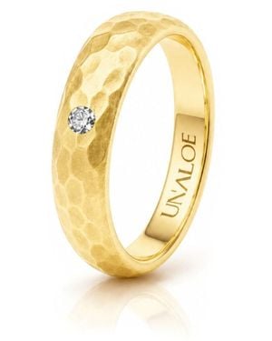 Unaloe Hammered Plated Band Ring With Natural Diamond - Metallic