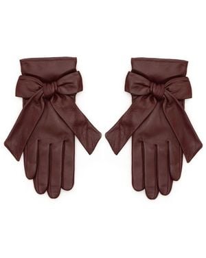 RainSisters Leather Gloves With Cashmere Lining - Brown