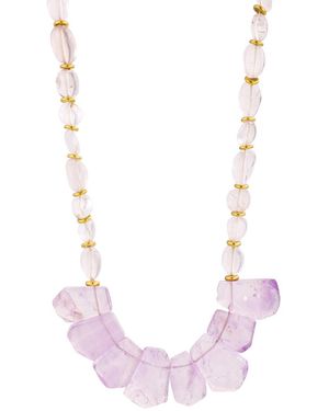 Ormiro Lemuria Amethyst & Clear Quartz Beaded Statement Necklace - Pink
