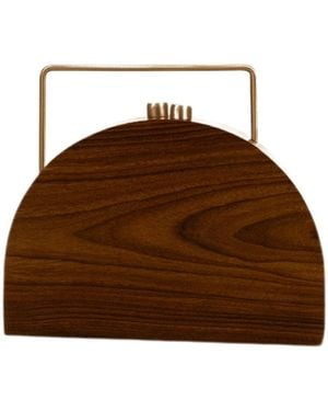 Auvre Lifestyle Wooden Semi Circle Evening Clutch - Brown