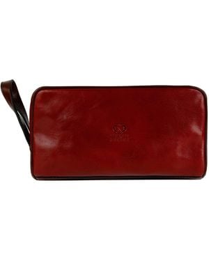 Time Resistance Leather Cosmetic Bag Dopp Kit - Red