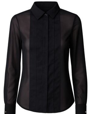 Madison / Savile Noir Pleated Chiffon French Cuff Shirt - Black