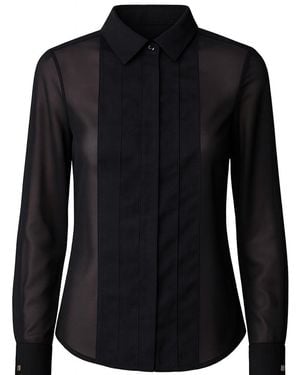 Madison / Savile Noir Pleated Chiffon French Cuff Shirt - Black