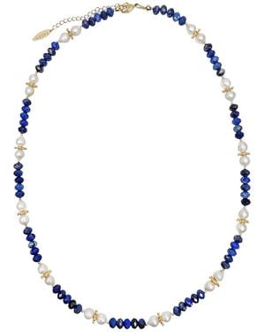 Farra Lapis With Freshwater Pearls Matinee Length Necklace - Blue