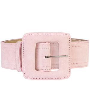 BeltBe Suede Square Buckle Belt - Pink