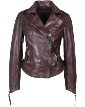 Freaky Nation Leather Biker Jacket Mystic - Brown