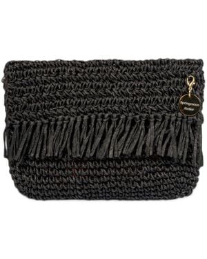 Springmoonatelier Mini Paper String Crocket Handbag - Black
