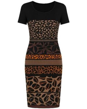 Conquista Short Sleeve Print Dress - Black